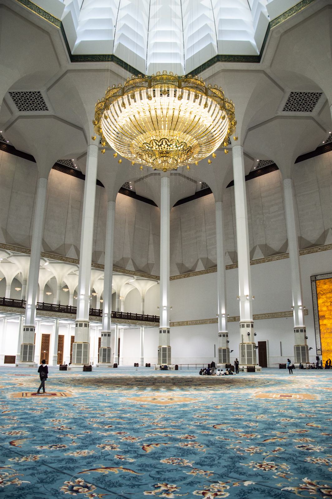 The hall, and the chandelier