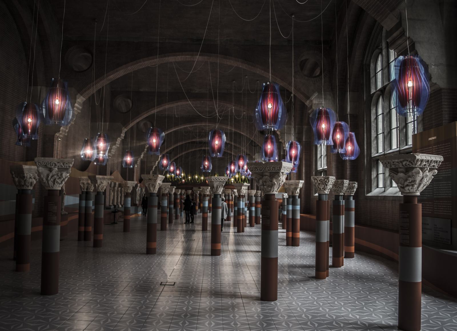 Lamps over the columns