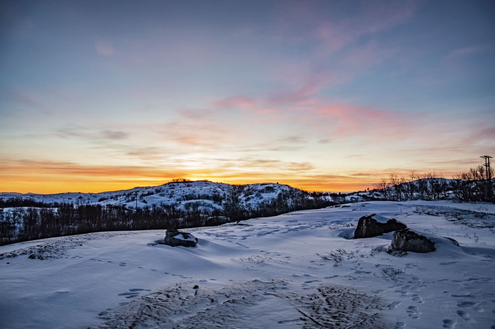 Sunrise on the snow field