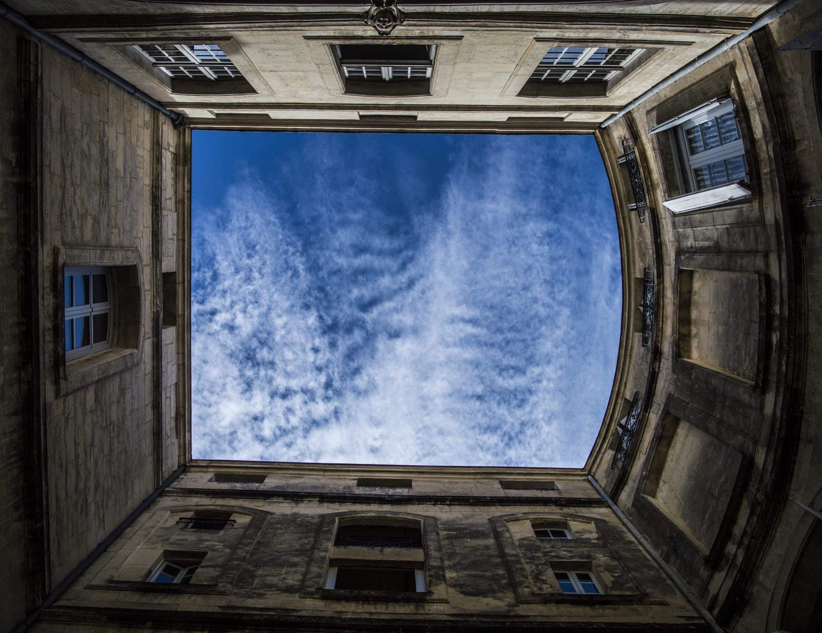 The sky from a courtyard