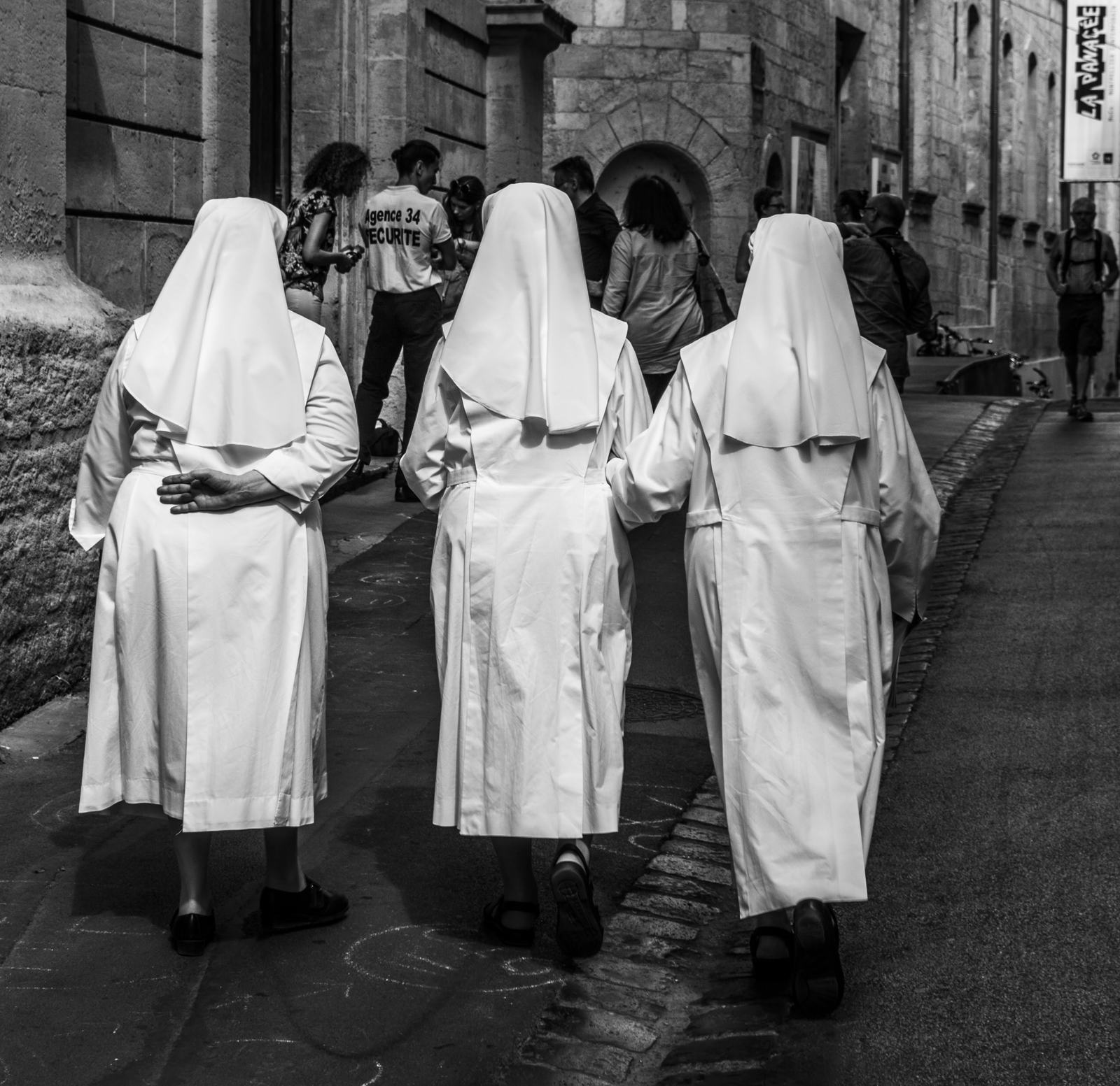 Three, walking